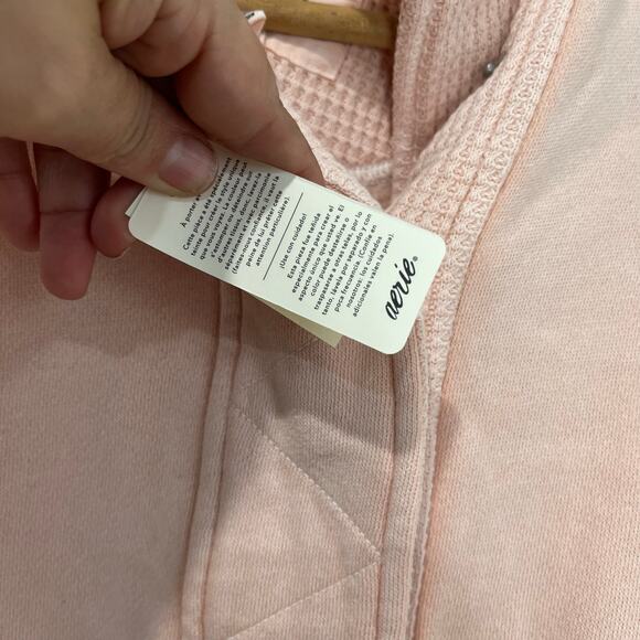 Aerie Getaway Quarter Snap Sweatshirt Pink NWT Oversized Cozy Fleece XXS - Picture 4 of 8